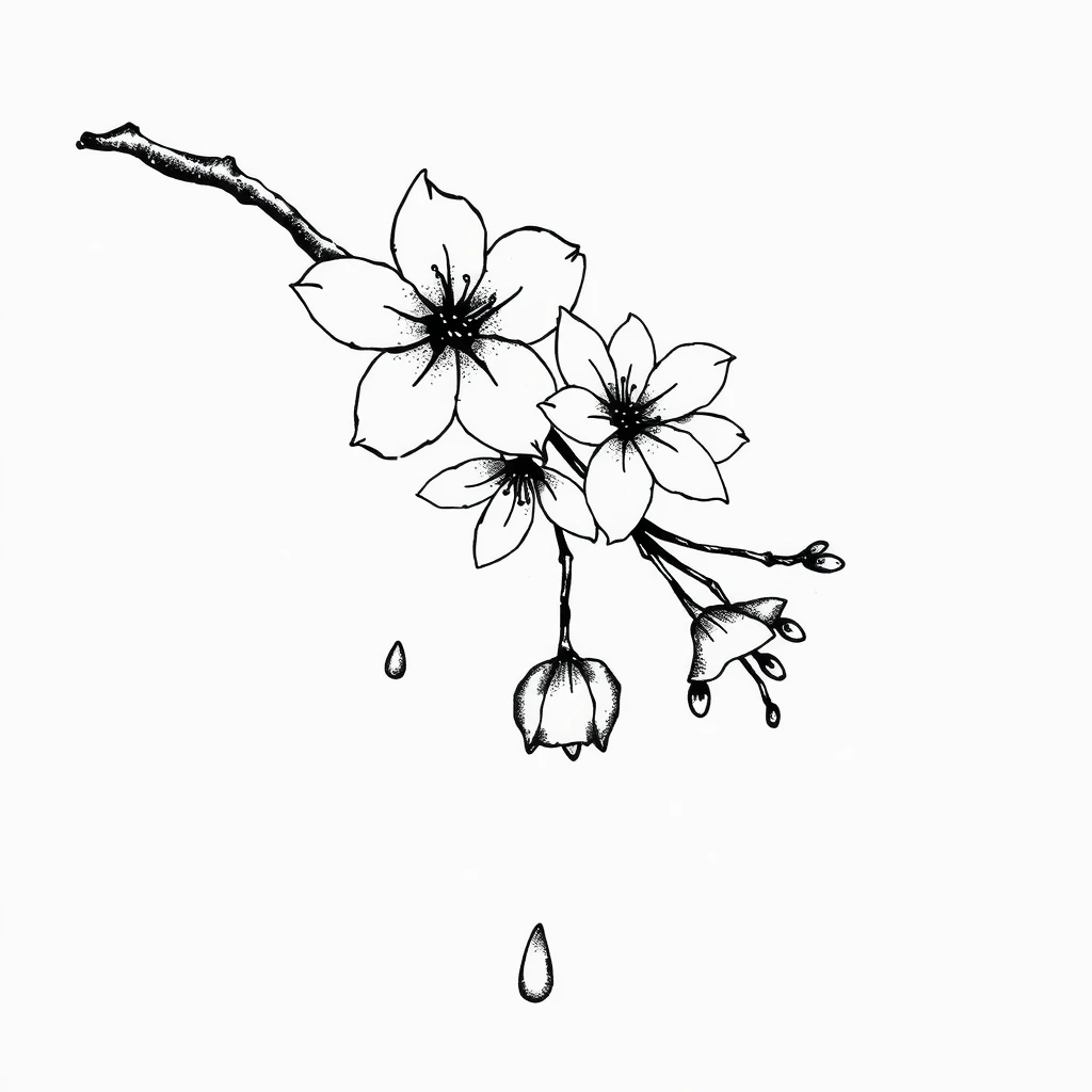 Tatouage cerisier en style dotwork