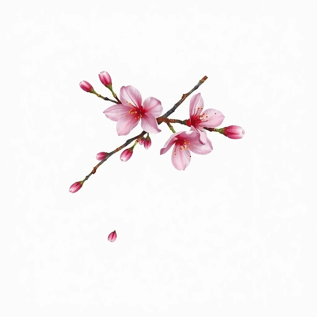 Tatouage cerisier en fleur en style micro-réalisme, design généré par IA