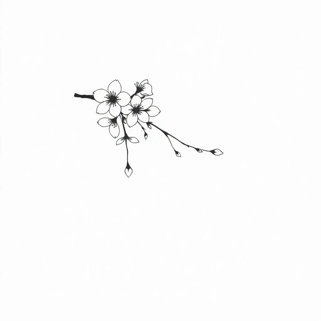 Tatouage cerisier en style minimaliste