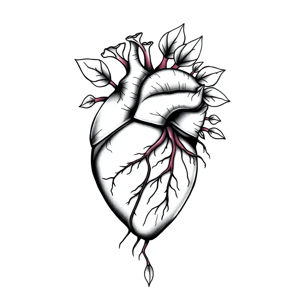 Tatouage cœur en style abstrait, design généré par IA