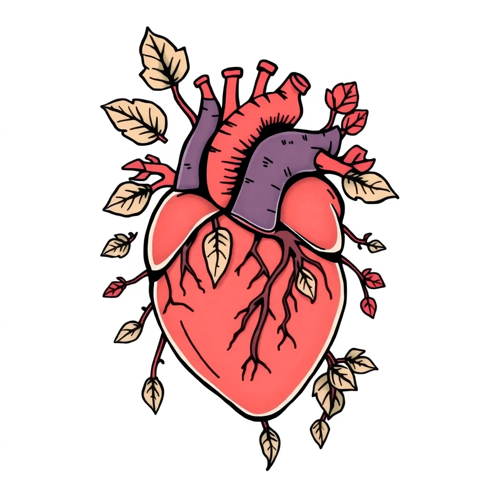 Tatouage cœur en style cartoon, design généré par IA