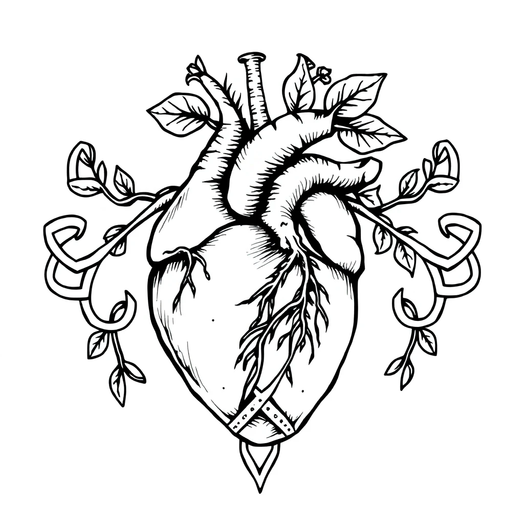 Tatouage cœur en style celtique, design généré par IA