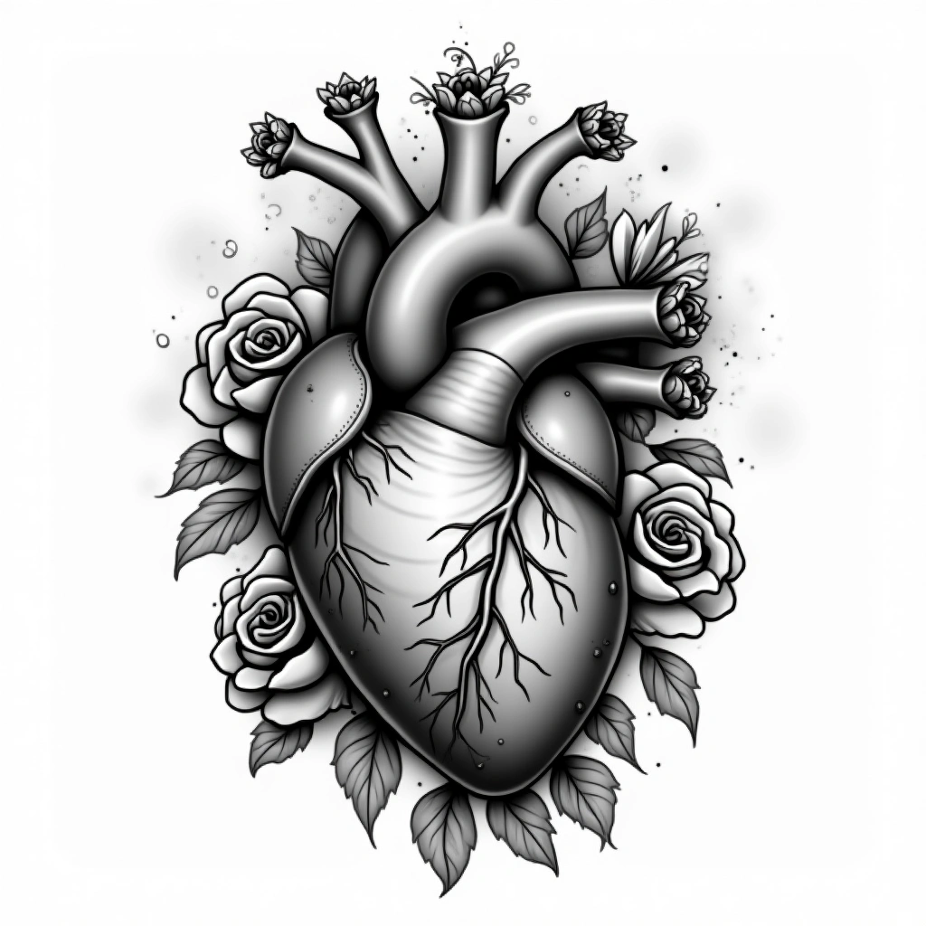 Tatouage cœur en style chicano, design généré par IA