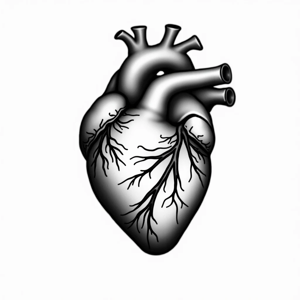 Idée de tatouage coeur en style géométrique, adaptable au sternum