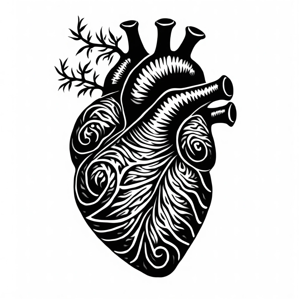 Tatouage cœur en style maori, design généré par IA