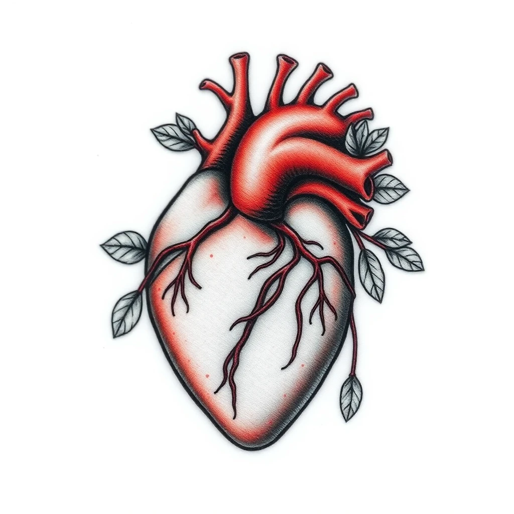 Tatouage cœur en style micro-réalisme, design généré par IA