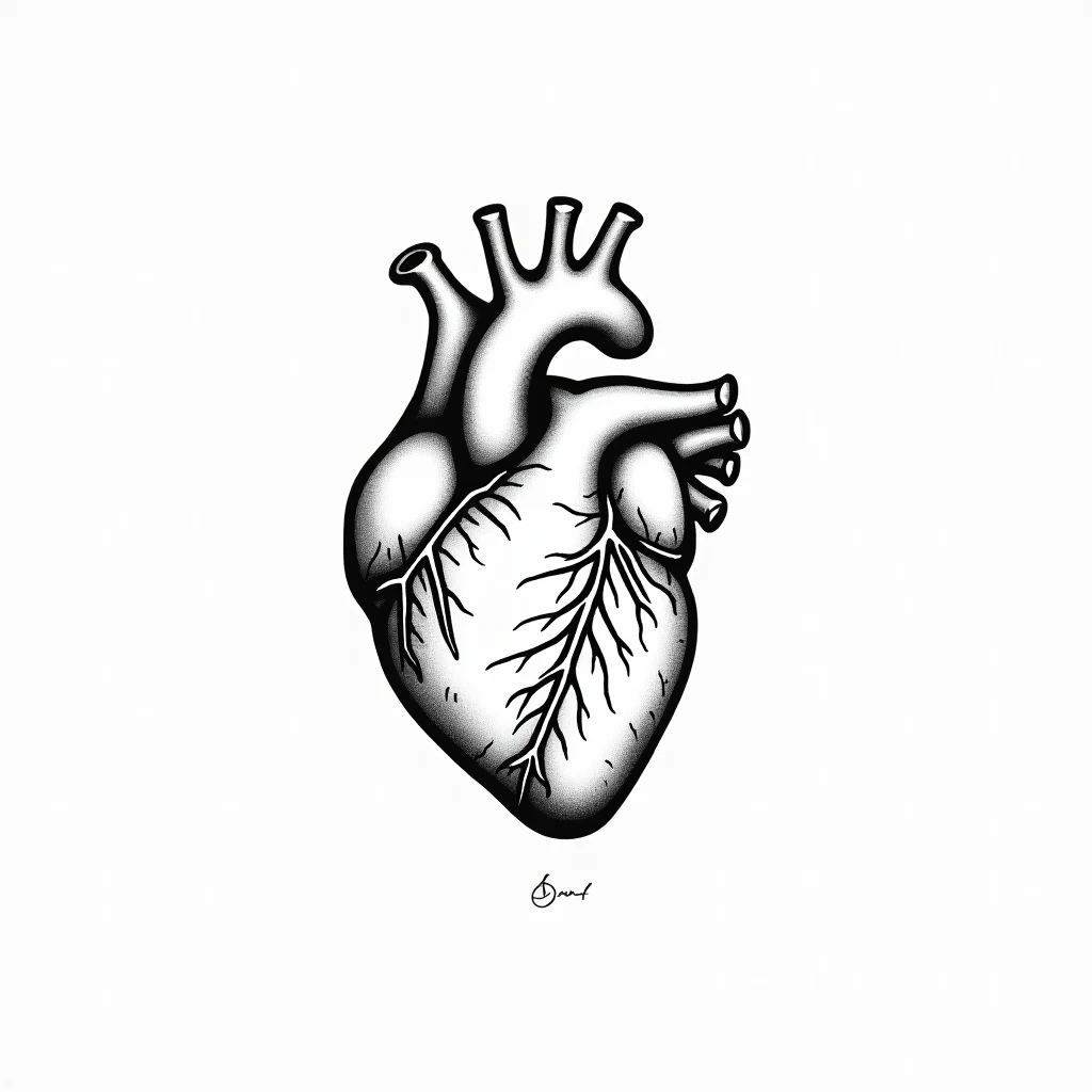 Idée de tatouage coeur en style minimaliste, adaptable au tibia