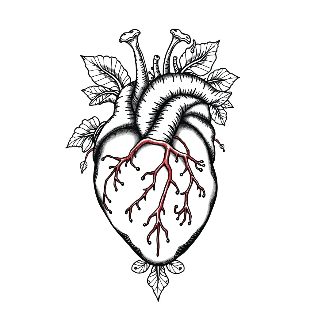 Tatouage cœur en style ornemental, design généré par IA