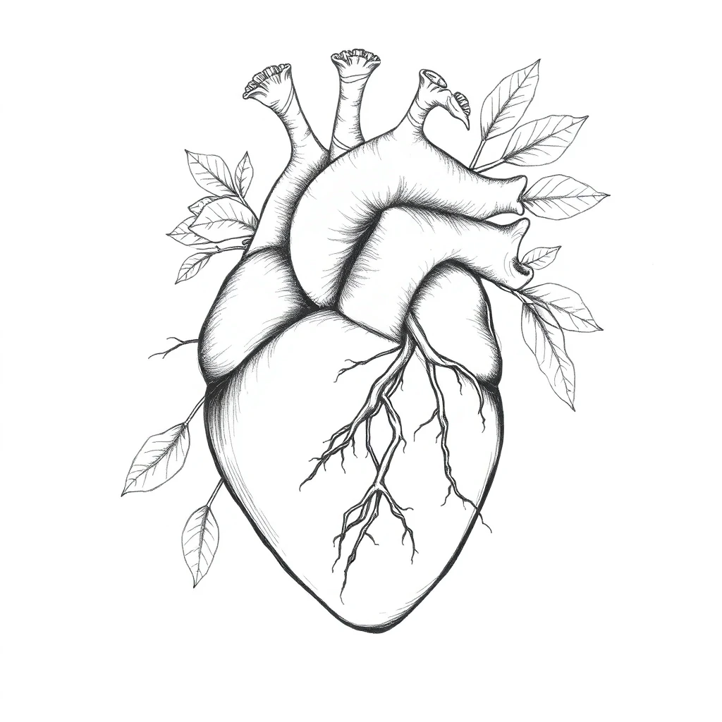 Tatouage cœur en style sketch, design généré par IA