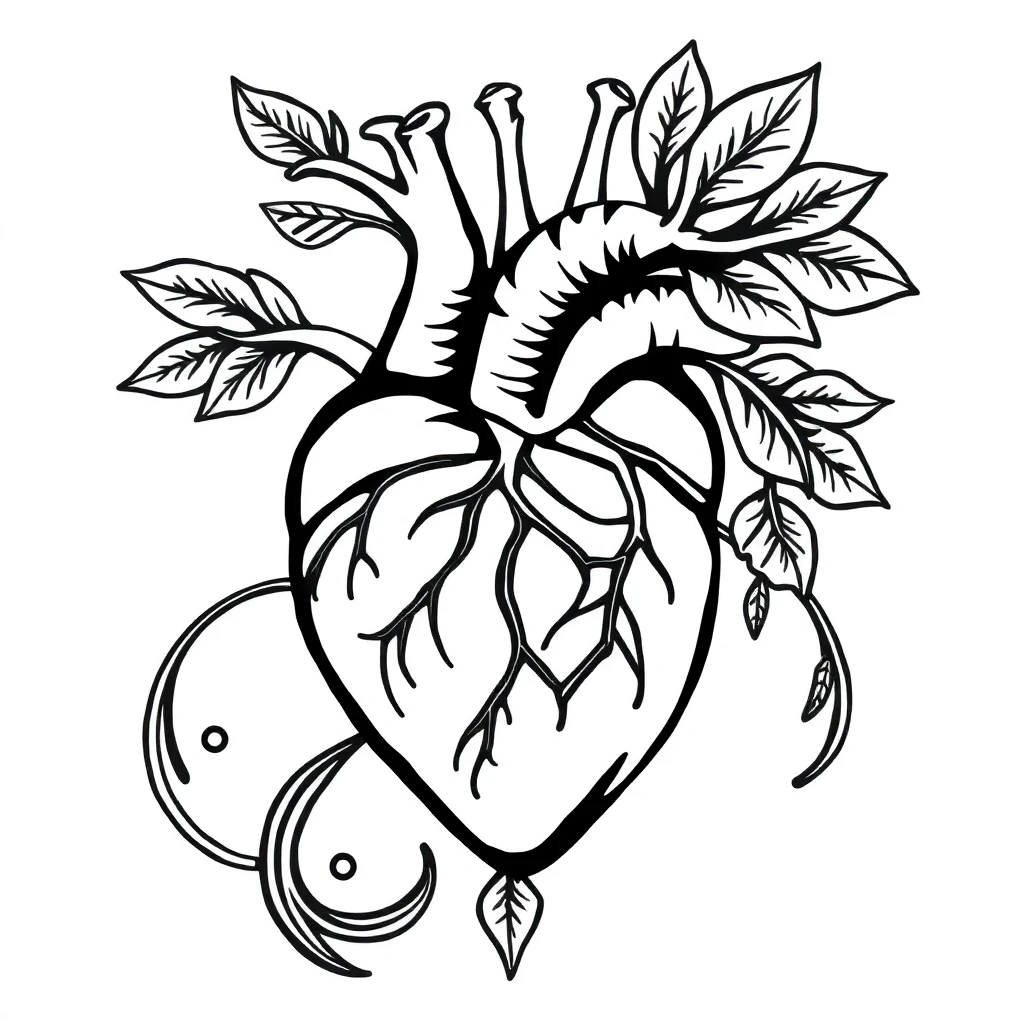 Tatouage cœur en style tribal, design généré par IA