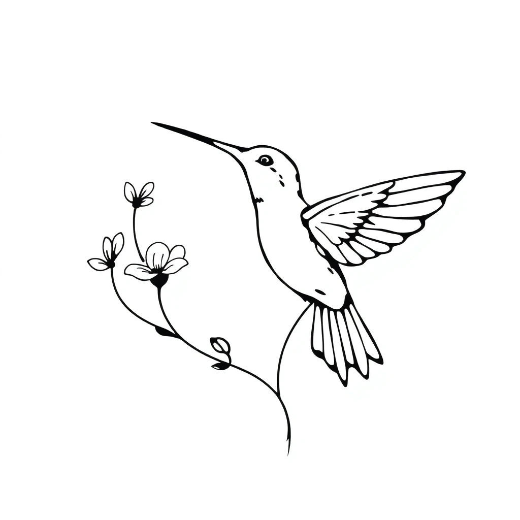 Tatouage colibri en style abstrait, design généré par IA