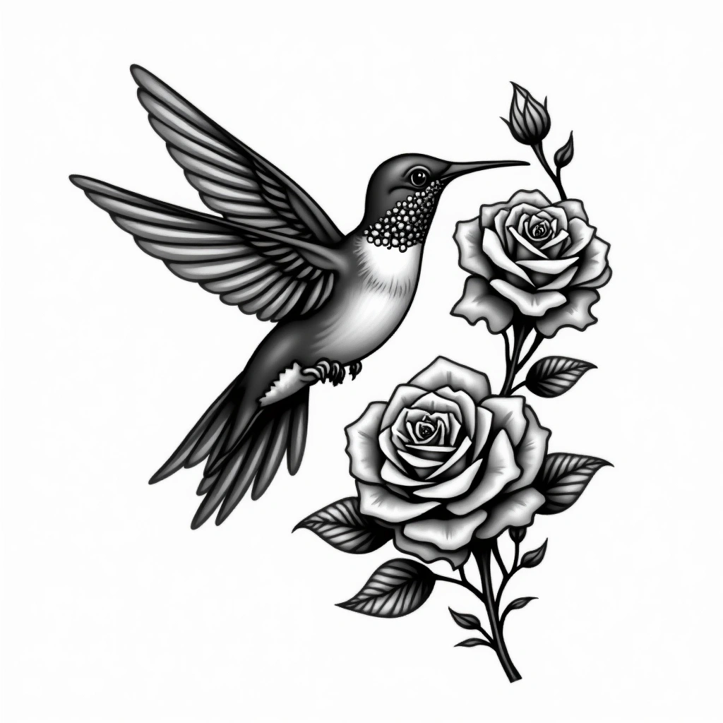 Tatouage colibri en style chicano, design généré par IA