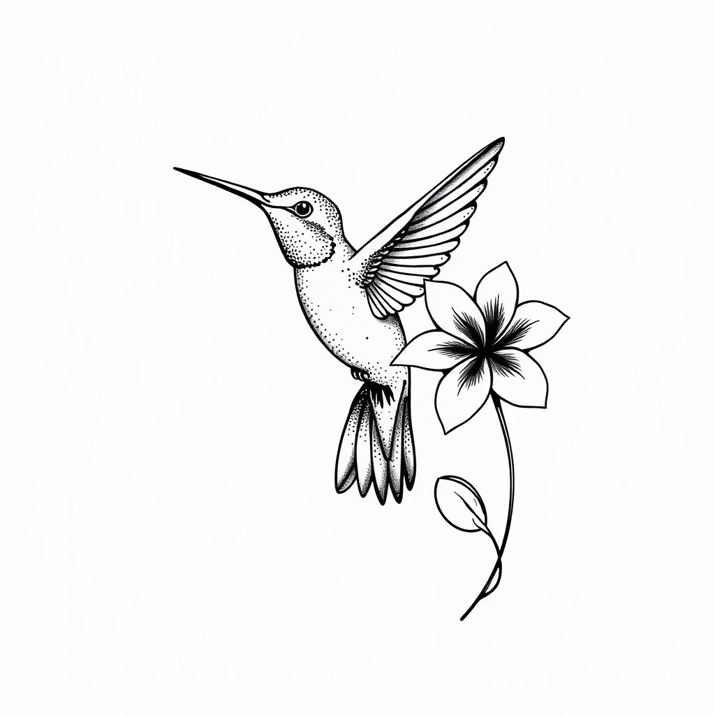 Tatouage colibri en style dotwork