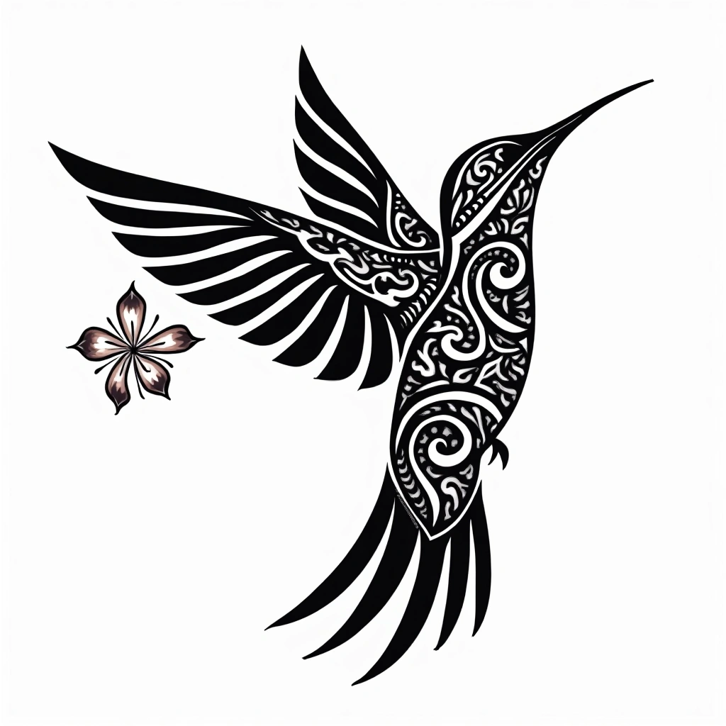 Tatouage colibri en style maori, design généré par IA