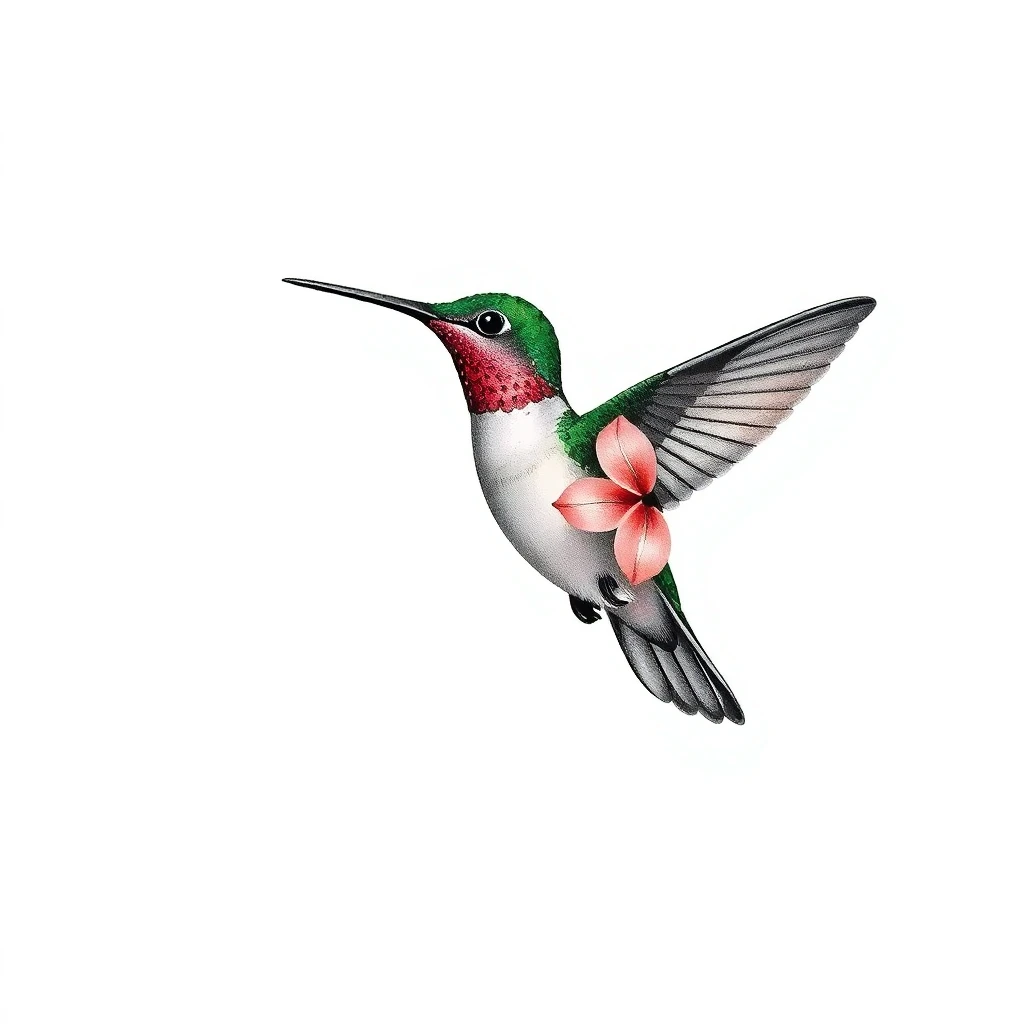 Tatouage colibri en style micro-réalisme, design généré par IA