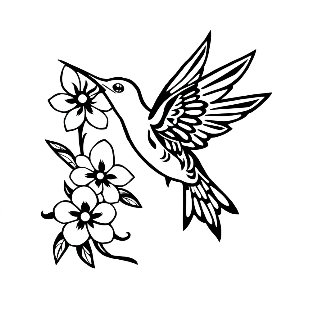 Tatouage colibri en style tribal, design généré par IA