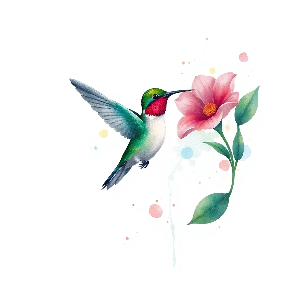 Tatouage colibri en style watercolor, design généré par IA