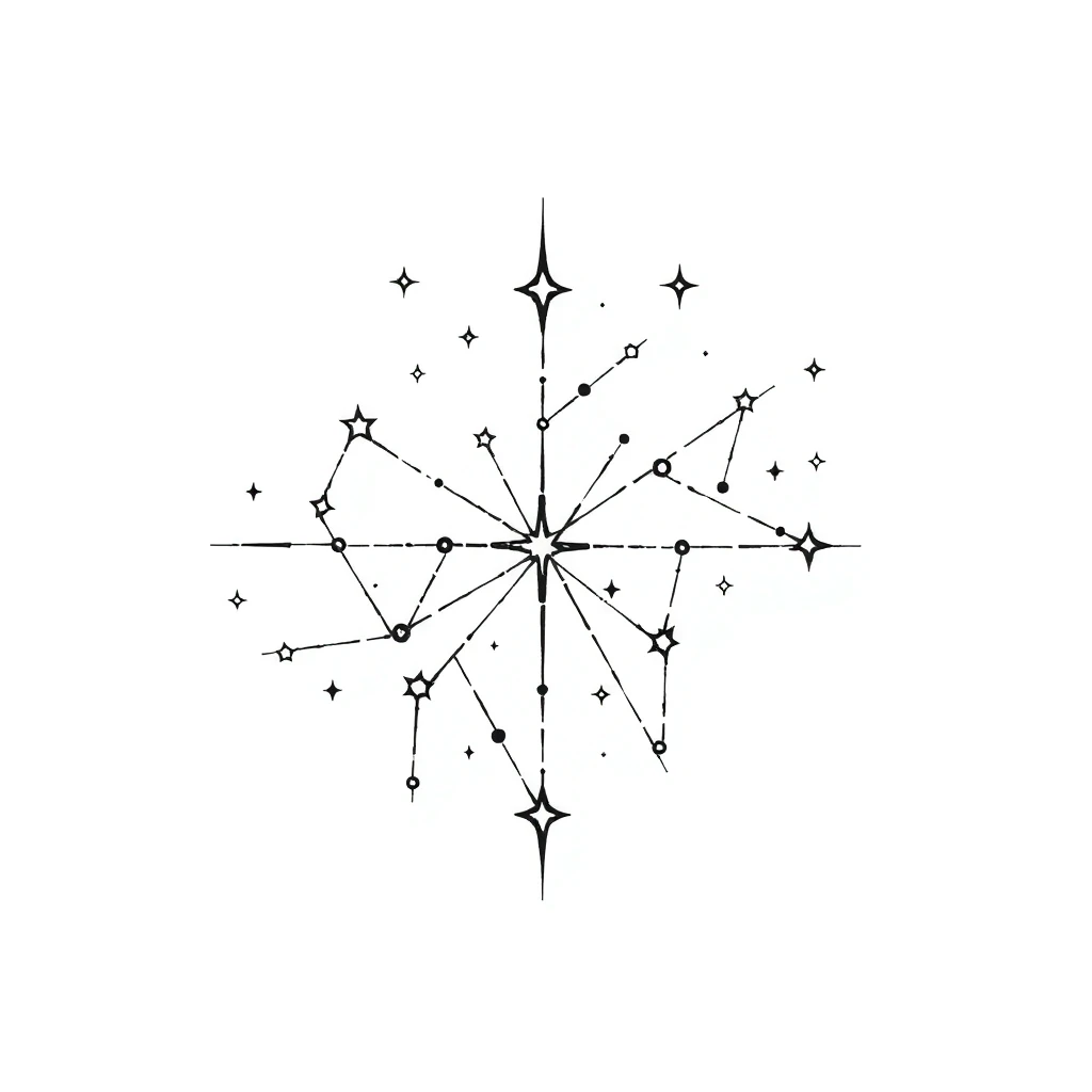 Tatouage constellation en style abstrait, design généré par IA