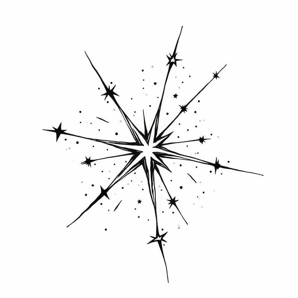 Idée de tatouage constellation en style blackwork, adaptable au cou