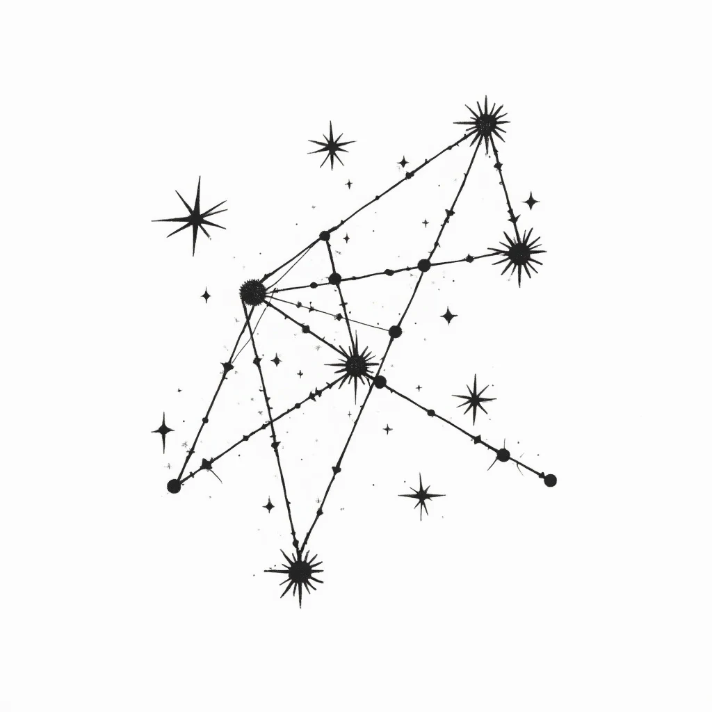 Idée de tatouage constellation en style géométrique, adaptable au poignet