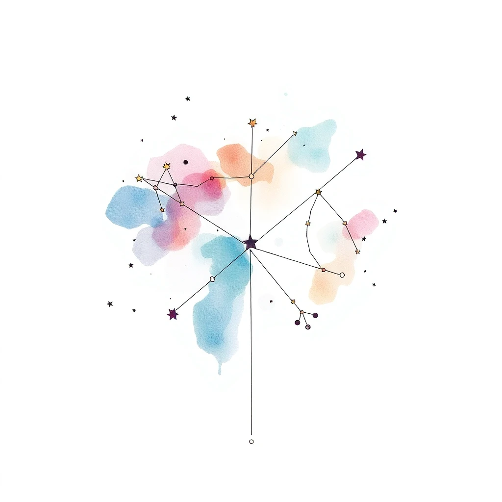 Tatouage constellation en style watercolor, design généré par IA