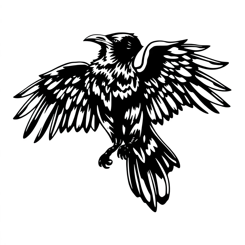 Idée de tatouage corbeau en blackwork pour l'épaule
