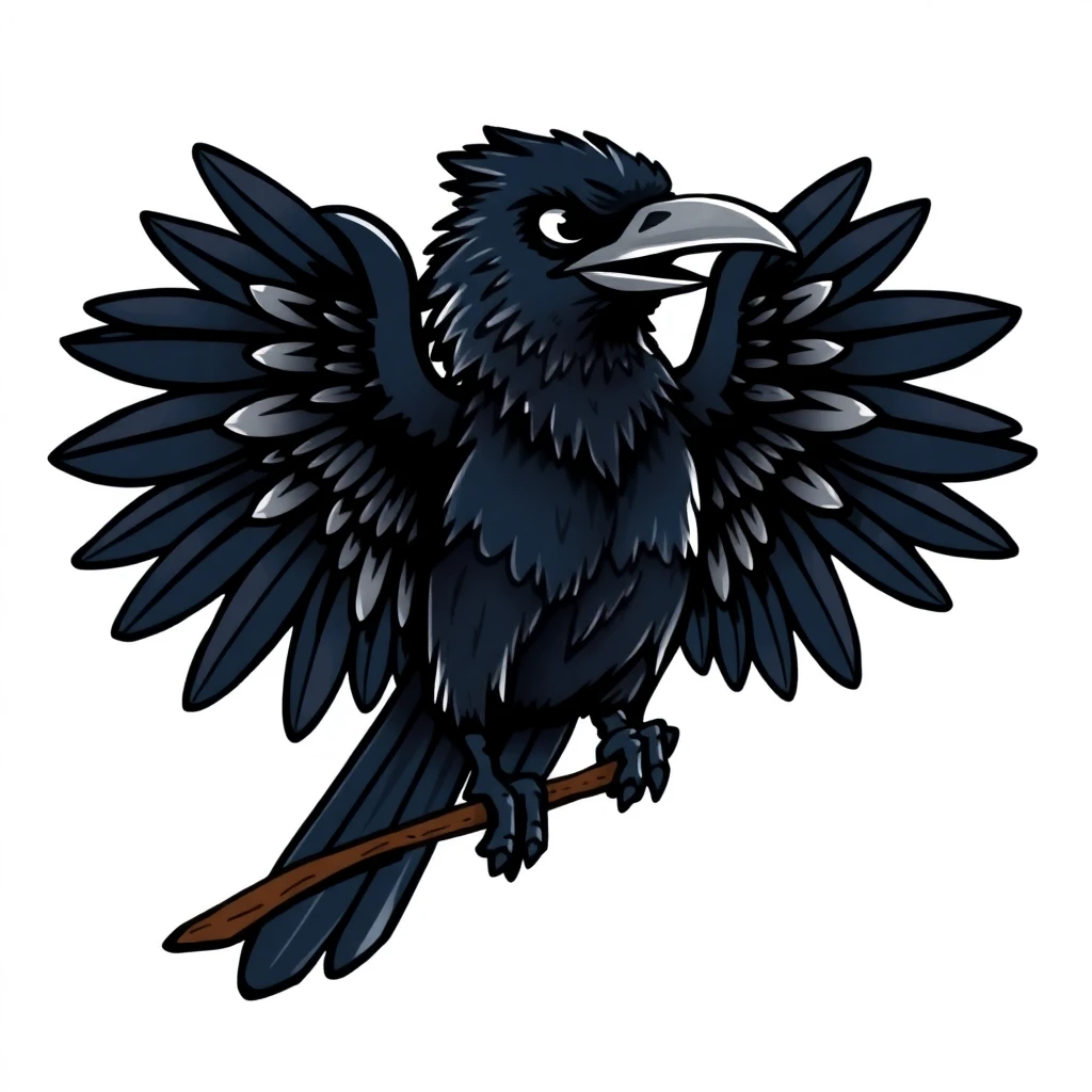 Tatouage corbeau en style cartoon, design généré par IA