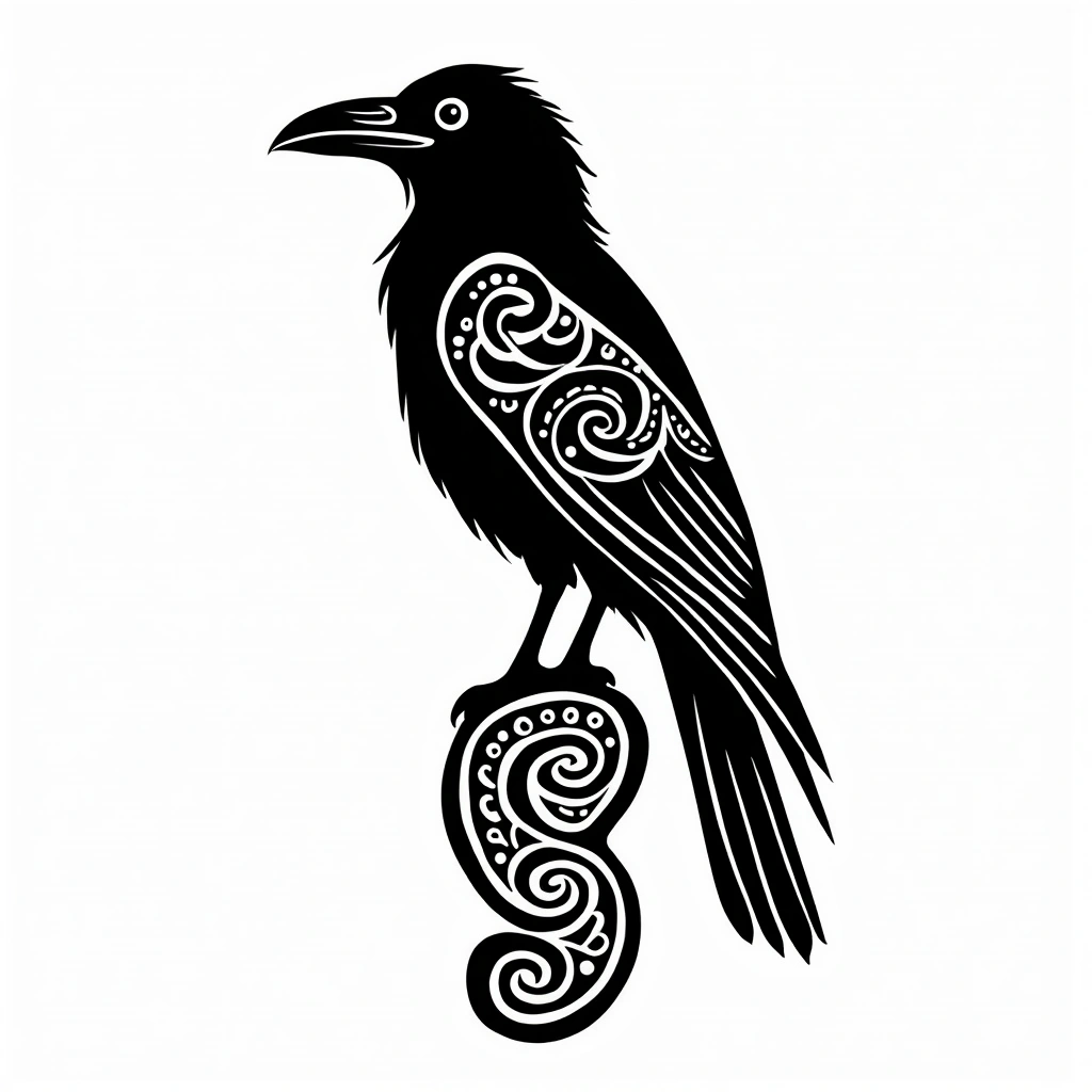Tatouage corbeau en style maori, design généré par IA