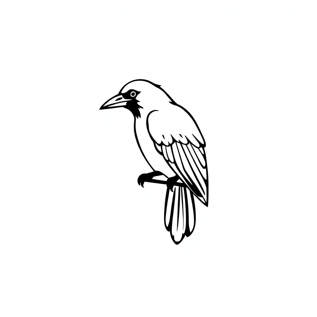 Tatouage corbeau en style minimaliste