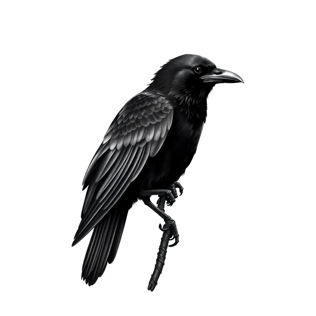Tatouage corbeau en style réaliste, design généré par IA