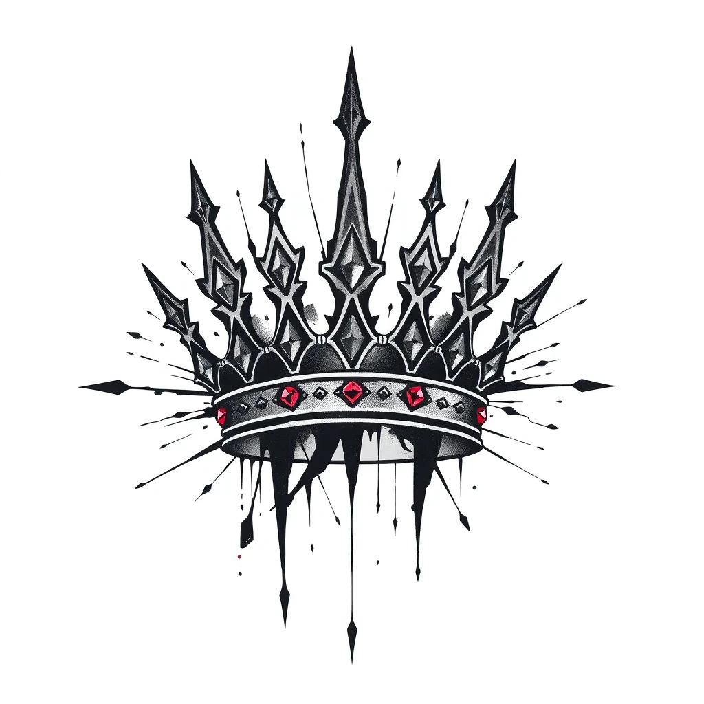 Tatouage couronne en style abstrait, design généré par IA