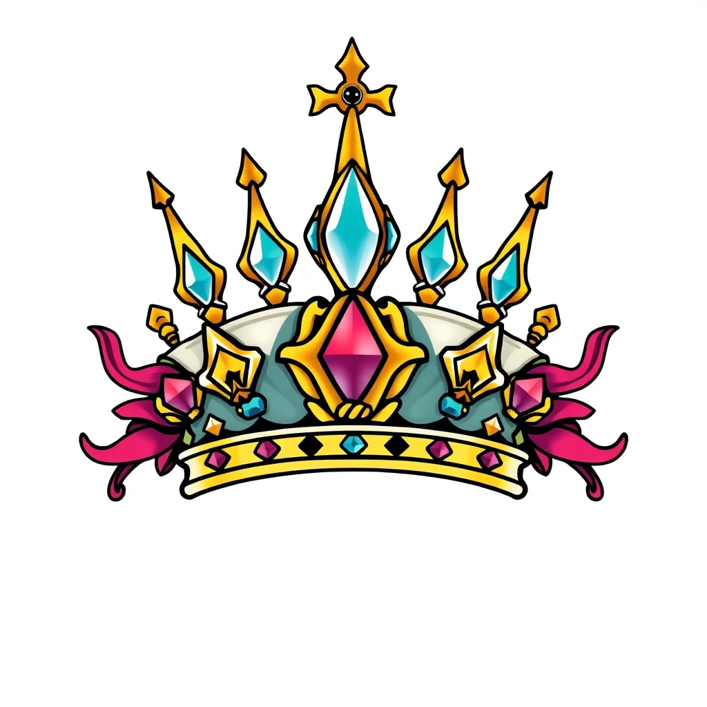 Tatouage couronne en style anime, design généré par IA