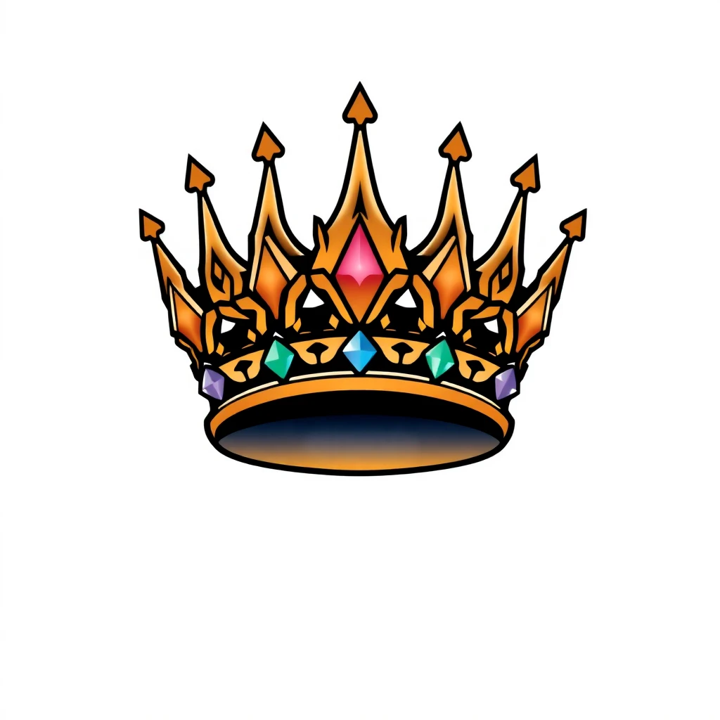 Tatouage couronne en style cartoon, design généré par IA