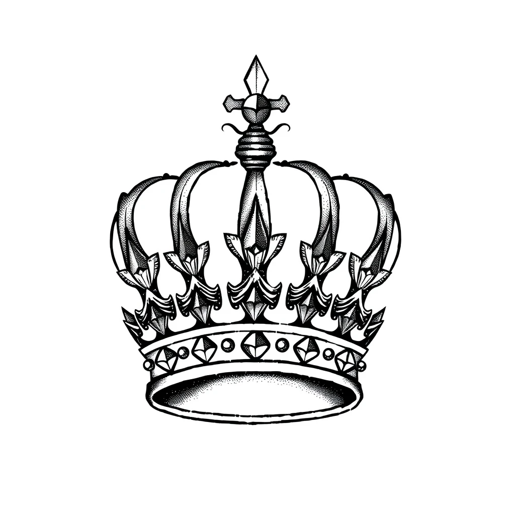 Tatouage couronne en style dotwork