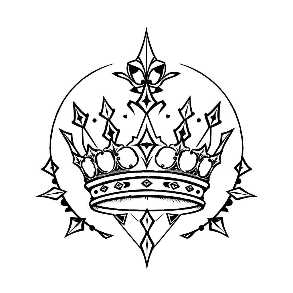 Tatouage couronne en style géométrique