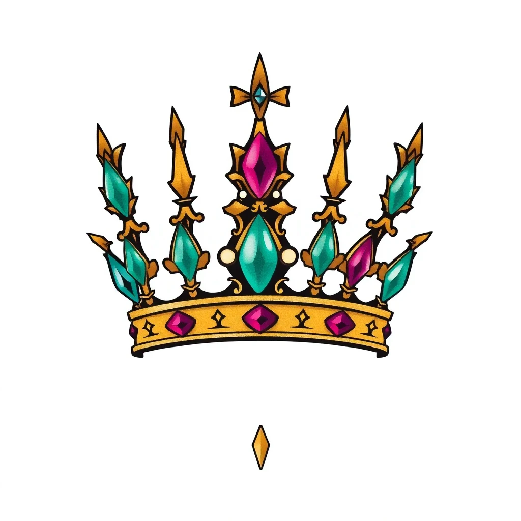 Tatouage couronne en style néo-traditionnel, design généré par IA