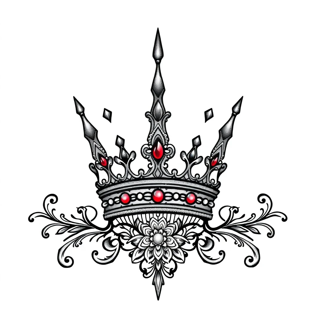 Tatouage couronne en style ornemental, design généré par IA