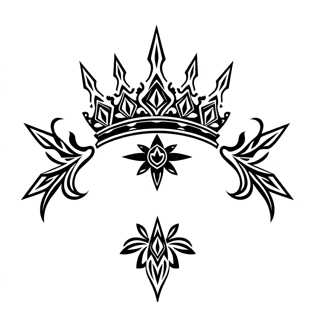 Tatouage couronne en style tribal, design généré par IA