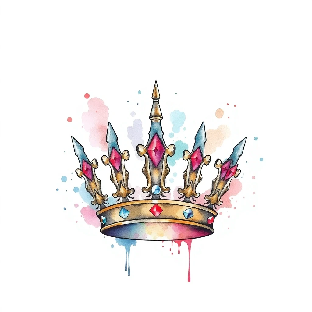 Tatouage couronne en style watercolor, design généré par IA
