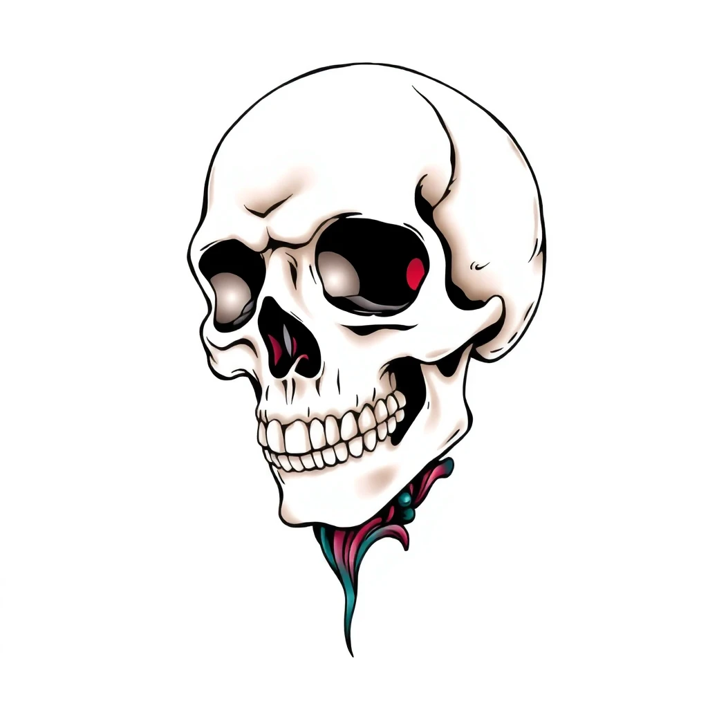 Tatouage crâne en style anime, design généré par IA