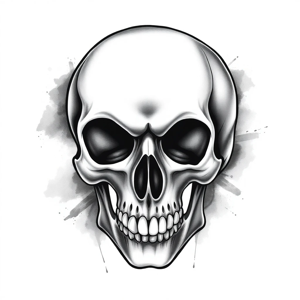 Tatouage crâne en style black and gray, design généré par IA