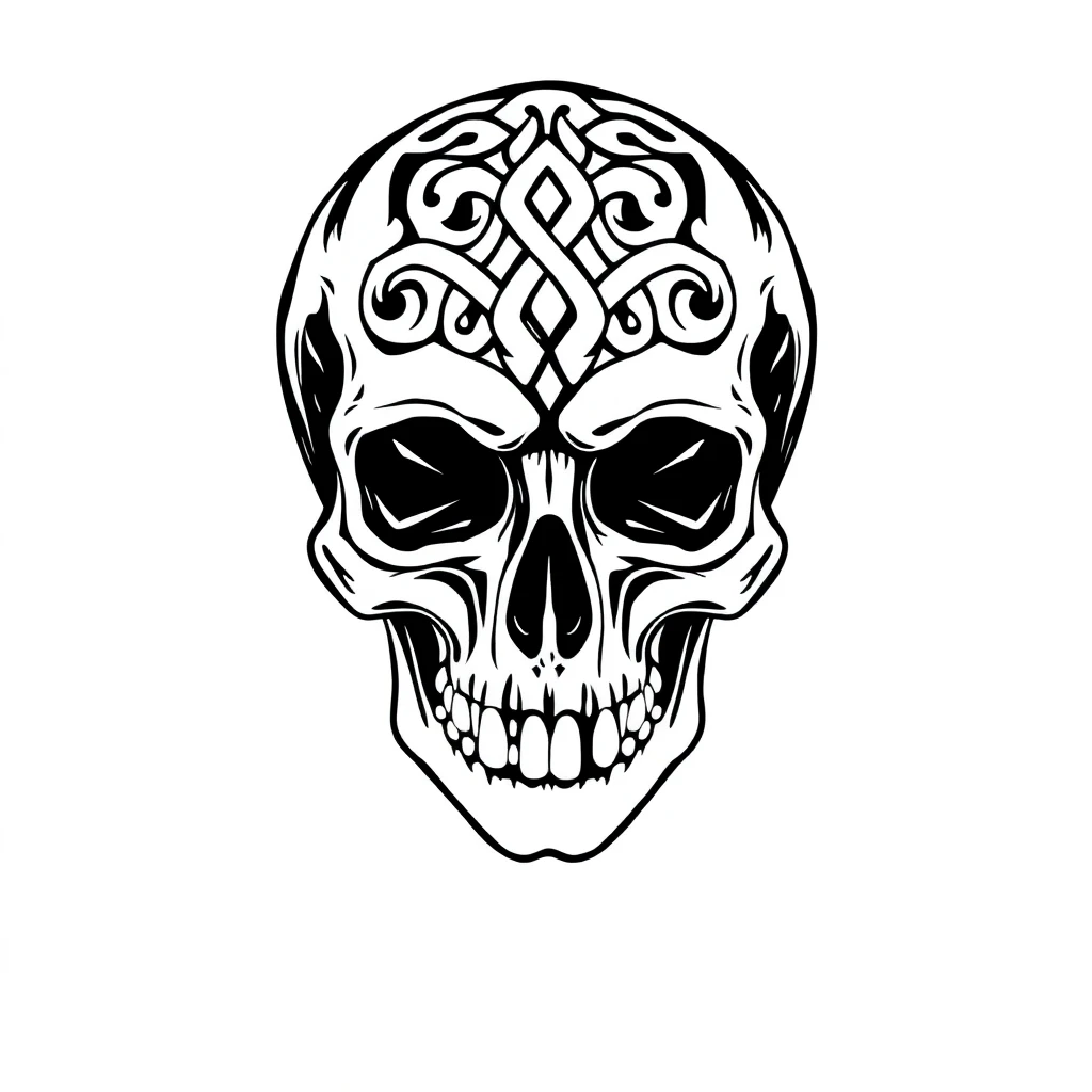 Tatouage crâne en style celtique, design généré par IA