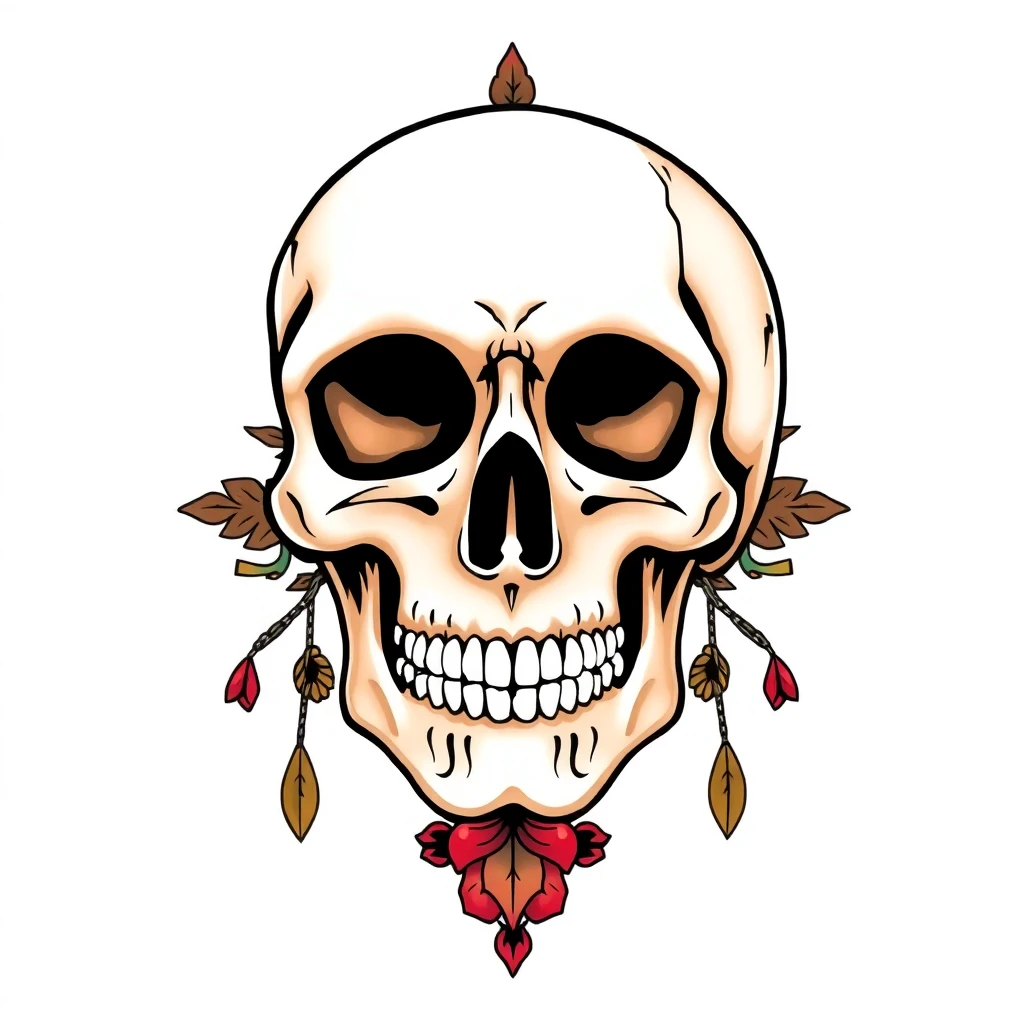 Tatouage crâne en style néo-traditionnel, design généré par IA
