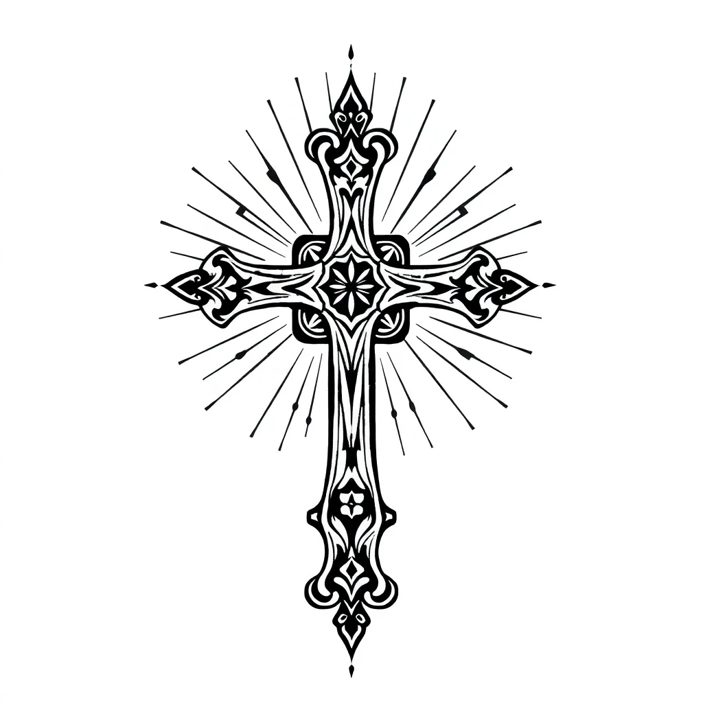Tatouage croix en style abstrait, design généré par IA