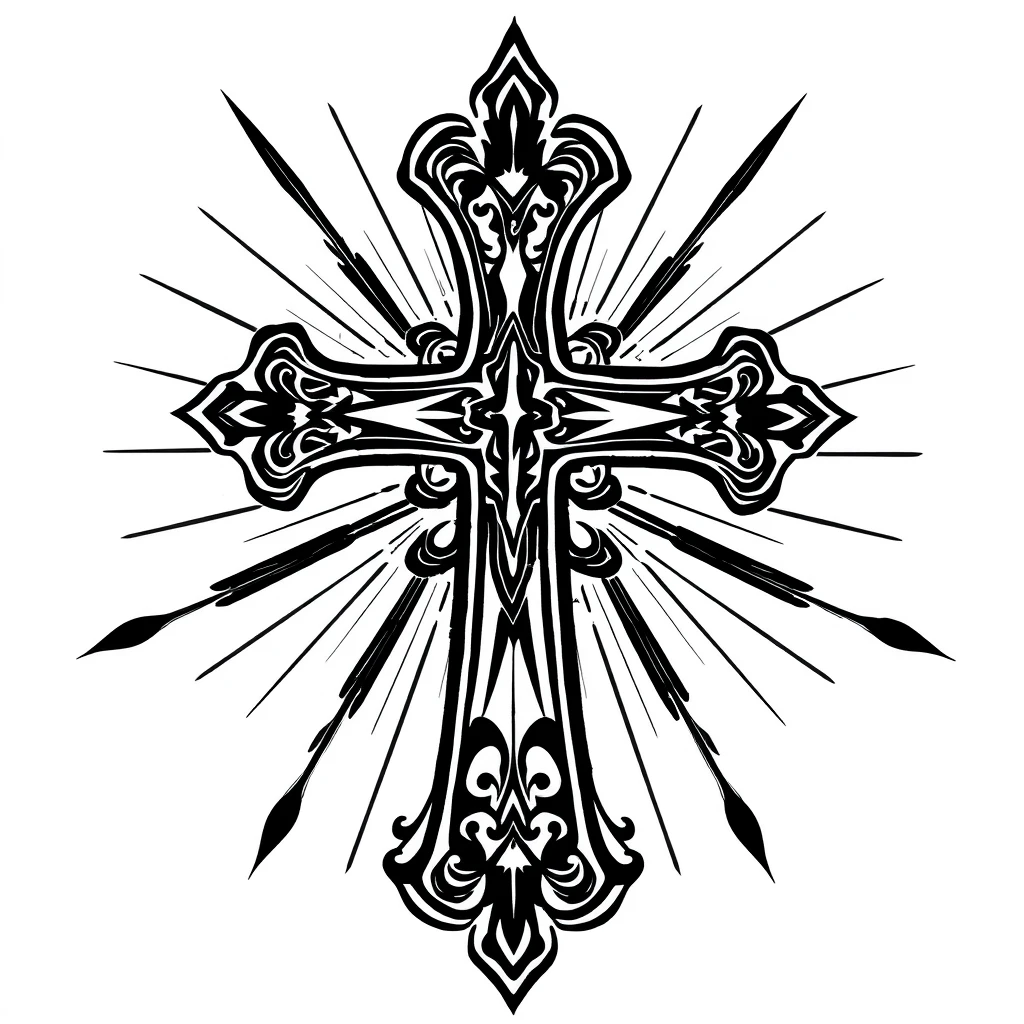 Tatouage croix en style blackwork