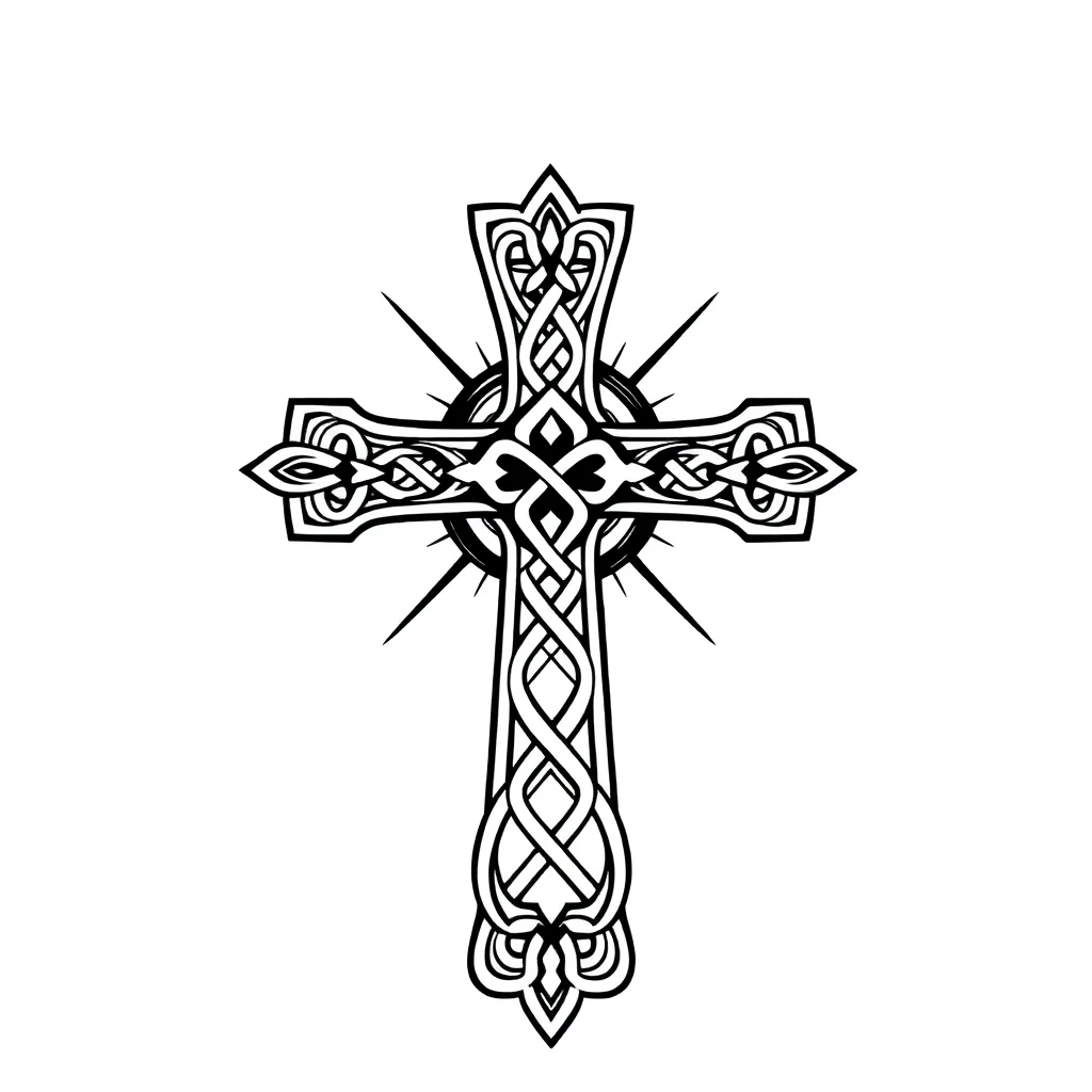 Tatouage croix en style celtique, design généré par IA