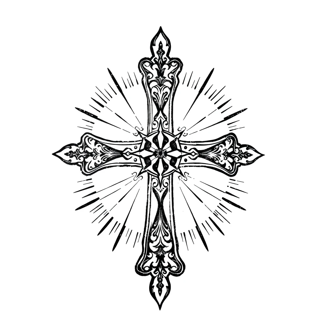 Tatouage croix en style dotwork