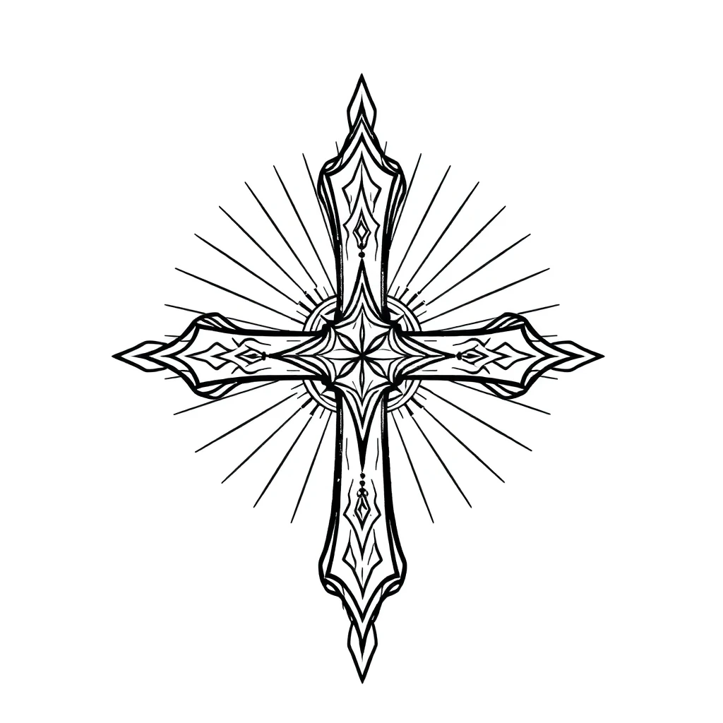 Tatouage croix en style géométrique