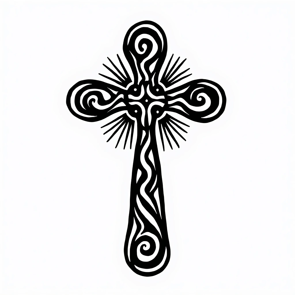 Tatouage croix en style maori, design généré par IA