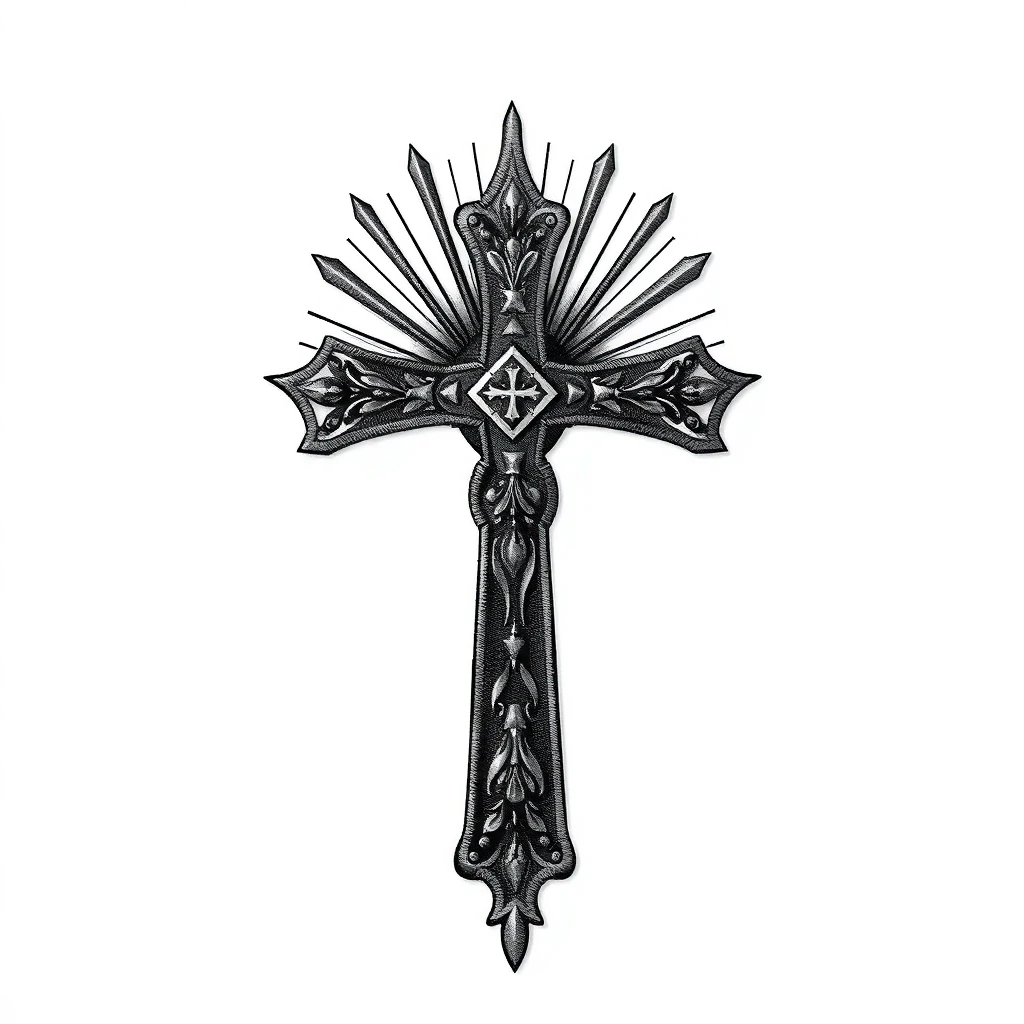 Tatouage croix en style micro-réalisme, design généré par IA